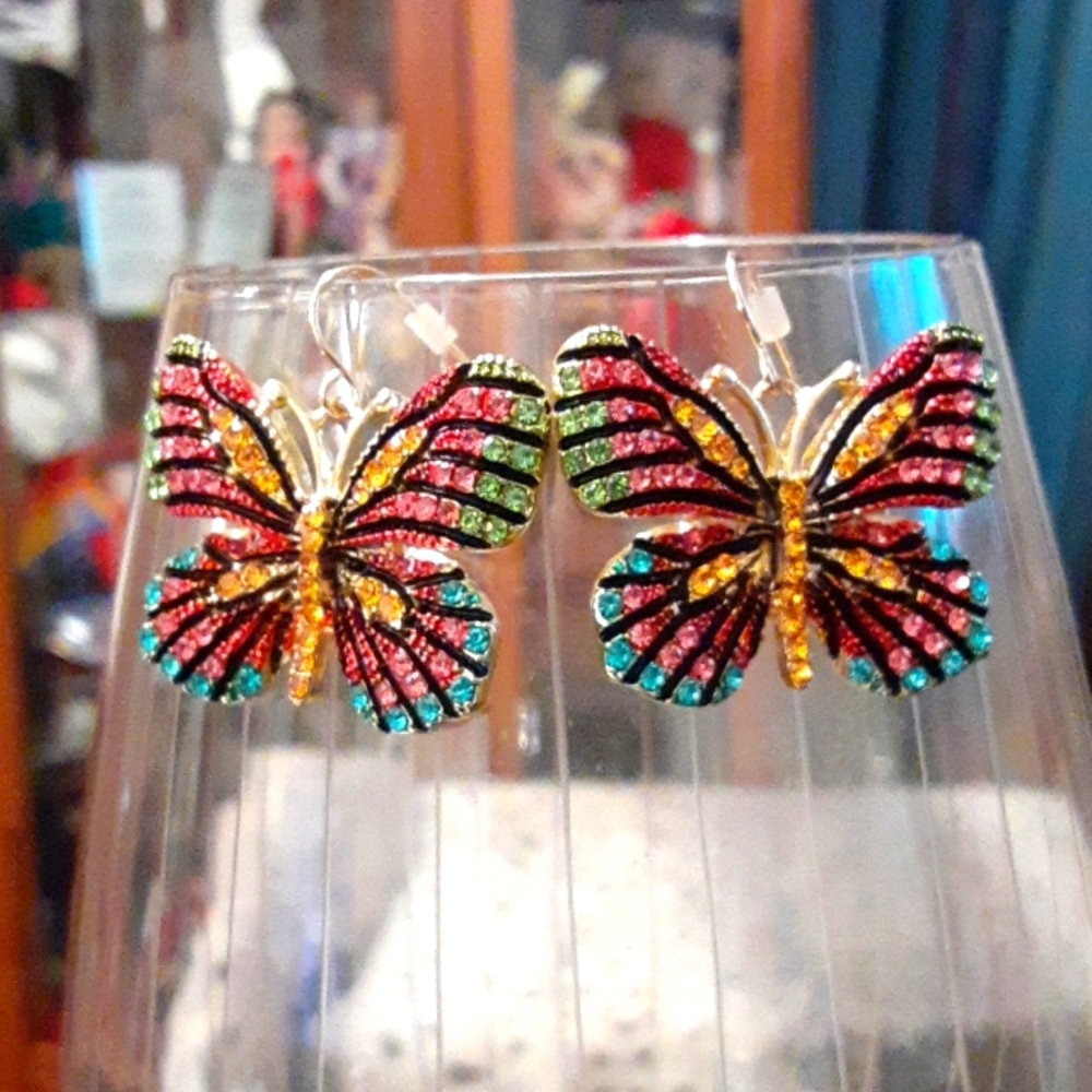 Butterfly earrings.